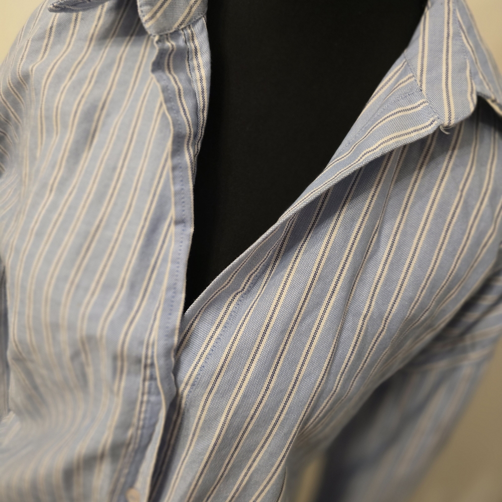 Zara Light Blue and White Striped Top